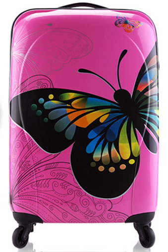 Obrázek z Kabinový kufr ABS - PC tisk motýl růžová 