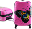 Obrázek z Cestovní kufr ABS vel. M - PC potisk motýl růžová 