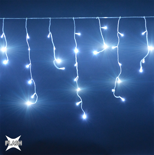 Obrázek z Vánoční osvětlení venkovní, světelné LED krápníky 210ks/10m s FLASH bílá studená 
