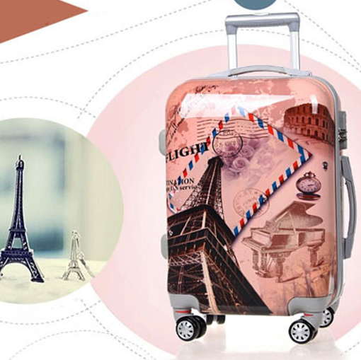 Obrázek z Cestovní kufr ABS vel. M - PC potisk Eiffelova věž 