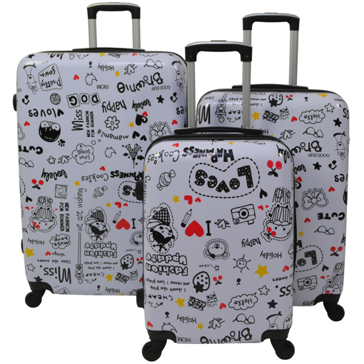 Obrázek z Cestovní kufry sada 3 ks ABS - PC potisk Loves 