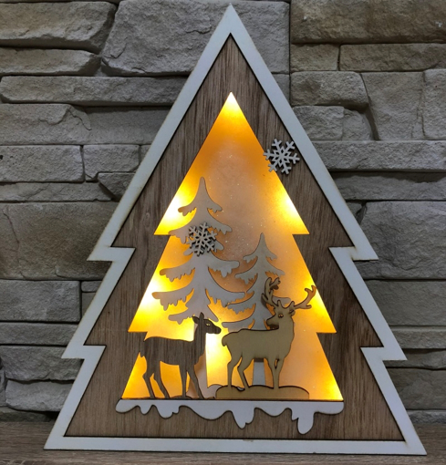 Obrázek z LED světelná dřevěná dekorace - strom 