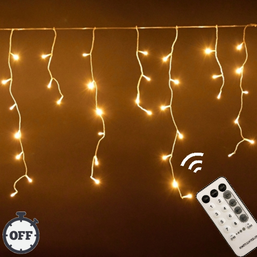 Obrázek z Vánoční osvětlení venkovní, světelné LED krápníky 1500 ks/45 m s časovačem, dálkovým ovládáním a pamětí 
