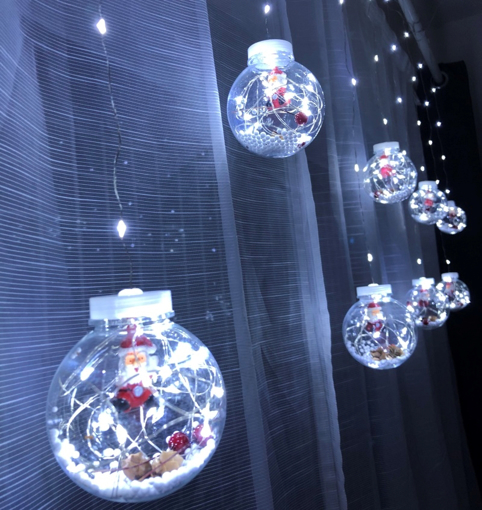 Obrázek z LED světelná záclona kouličky Santa Claus - 8 ks/3,8 m 