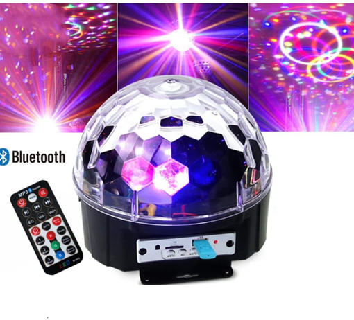 Obrázek z Magická Disco koule s MP3 přehrávačem, LED světelnými efekty, RGB, ovládání hudbou, USB, SD 