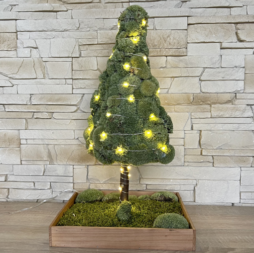 Obrázek z Mechový Vánoční stromek 50cm/50led se zahrádkou 