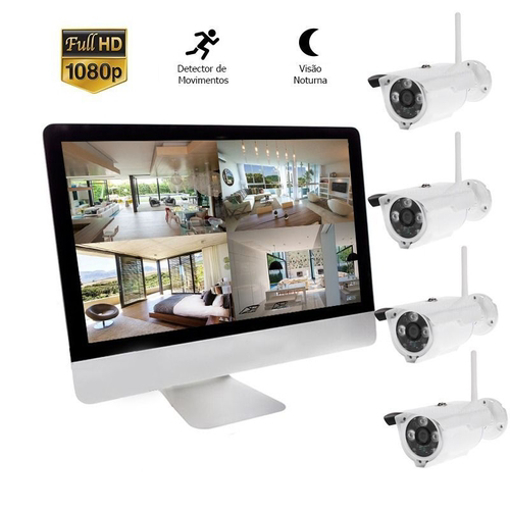 Obrázek z Bezdrátový wifi IP 4 kamerový set s LCD monitorem a IP64 - Jortan HD 265 