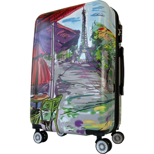 Obrázek z Cestovní kufr ABS vel. L - PC potisk Kreslená Paříž 