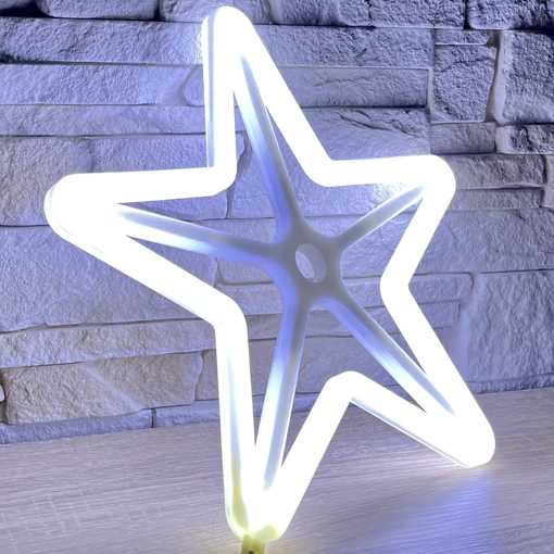 Obrázek z Vánoční LED neonová vločka 60 cm – výrazná světelná dekorace s efekty 