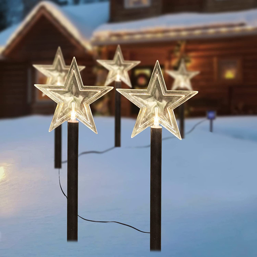 Obrázek z Venkovní zapichovací LED dekorace – 5 hvězd s časovačem 
