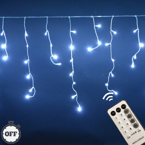 Obrázek z Vánoční osvětlení venkovní, světelné LED krápníky 500 ks/15 m s časovačem, dálkovým ovládáním a pamětí 