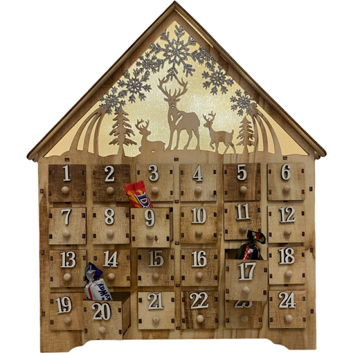 Obrázek z LED Dřevěný adventní kalendář velký 