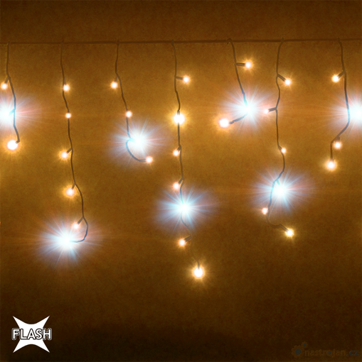 Obrázek z Vánoční osvětlení venkovní, světelné LED krápníky 210 ks/10 m s flash efektem a časovačem, černý kabel 