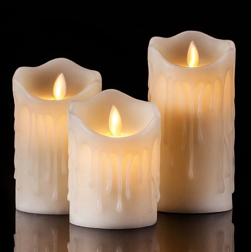 Obrázek z 3 dekorativní LED svíčky na baterie s pohyblivým plamenem 