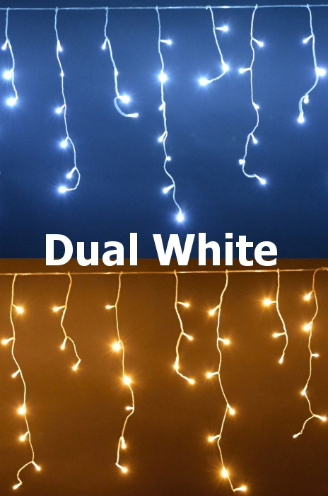 LED krápníky Dual White s teplou a studenou bílou na bílém kabelu