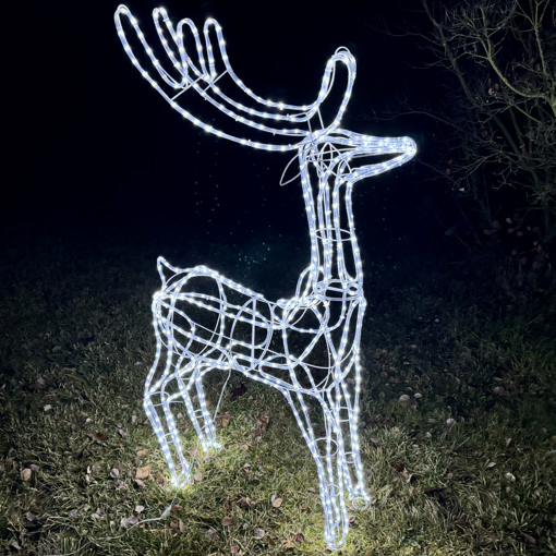 Obrázek z Světelný vánoční LED sob 180 cm – ledově bílý s působivým FLASH efektem 