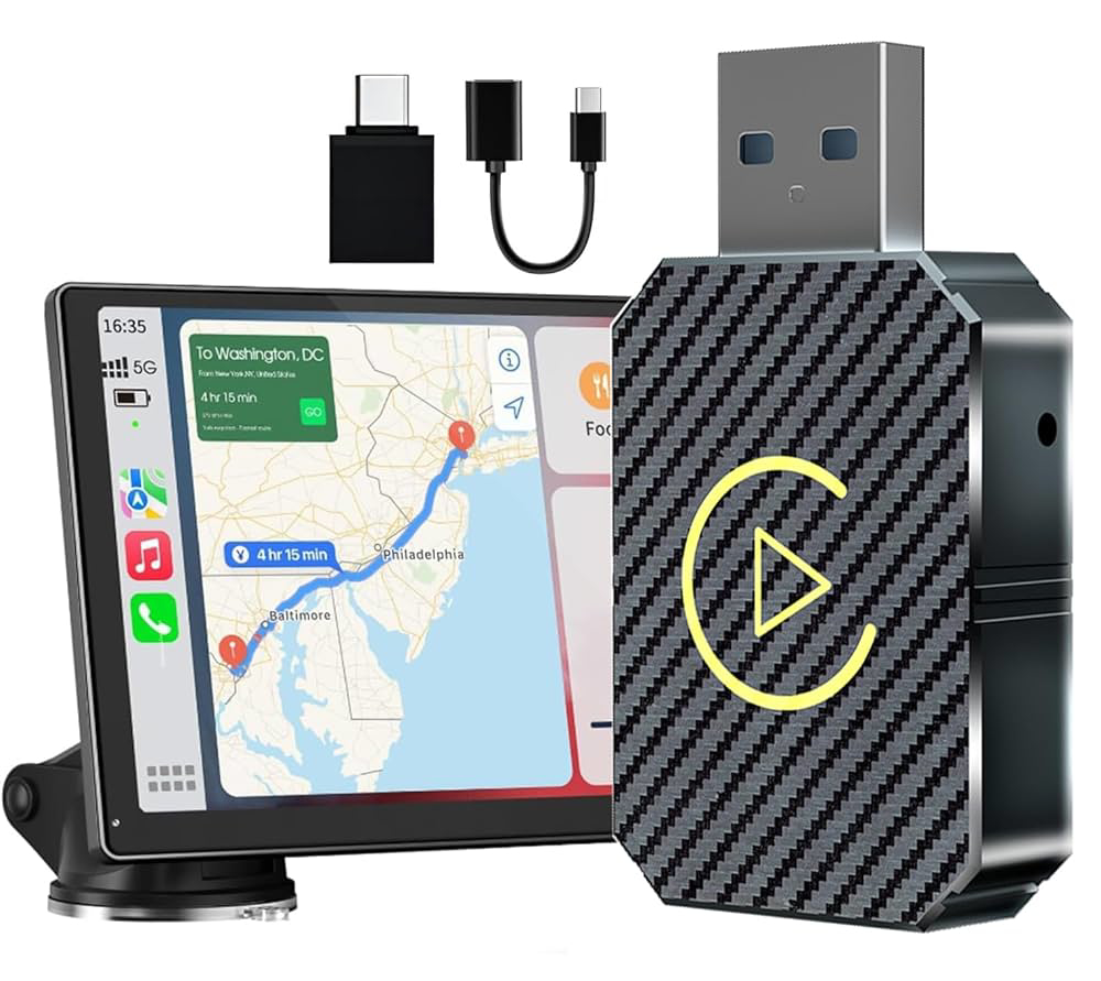 Adaptér CarPlay Android Auto bezdrátový 2v1 - USB/USBC Plug & Play ...
