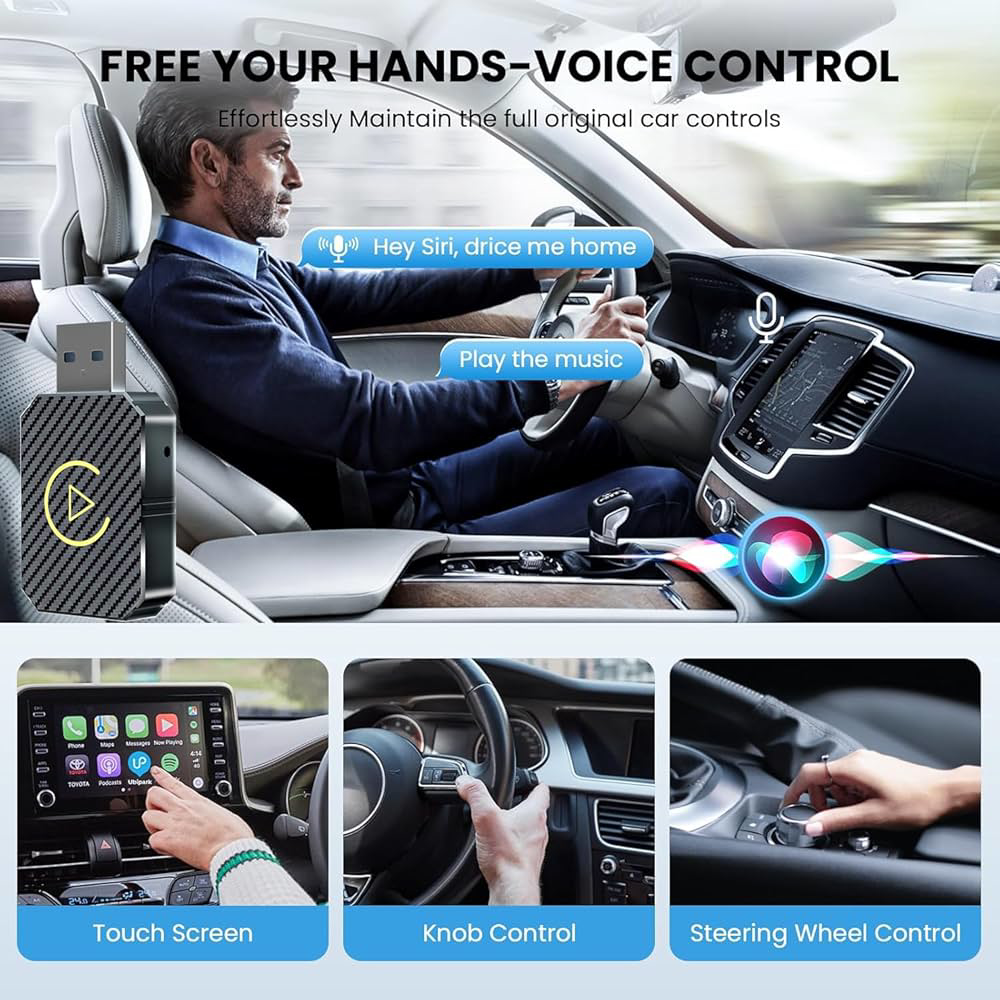 Adaptér CarPlay Android Auto bezdrátový 2v1 - USB/USBC Plug & Play ...