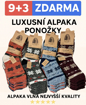Obrázek z Dámské termo ponožky 9 + 3 páry z alpaka vlny s tradičním pleteným vzorem vločky 