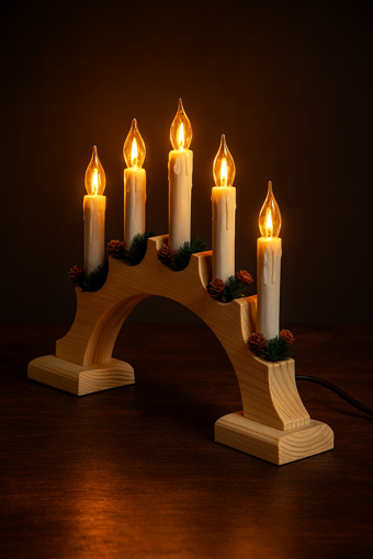 Obrázek z Vánoční osvětlení svícen - hořící dekorace za okno 5 ks 