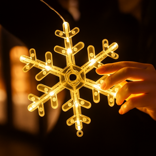 Obrázek z Vánoční LED dekorace s přísavkou – svítící vločka 18 cm 