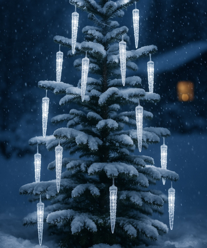 Obrázek z Světelné LED rampouchy venkovní, padající sníh - 28 cm/8 ks V28 