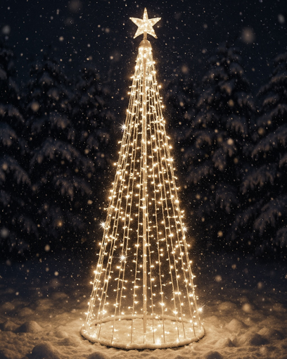 Obrázek z XXXL ocelový Vánoční strom, 2 m/480 LED diod s flash efektem - opravdový venkovní držák 