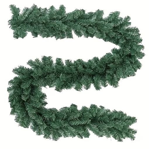 Obrázek z Vánoční zelená girlanda 2,7 m – hustá výzdoba pro domov, kancelář i výlohy 