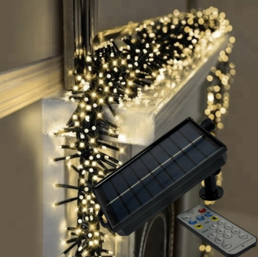 Obrázek z Venkovní LED solární vánoční řetěz - ježek 500 LED/15 m s propojovacím systémem, ovladačem, časovačem a regulací intenzity svícení 