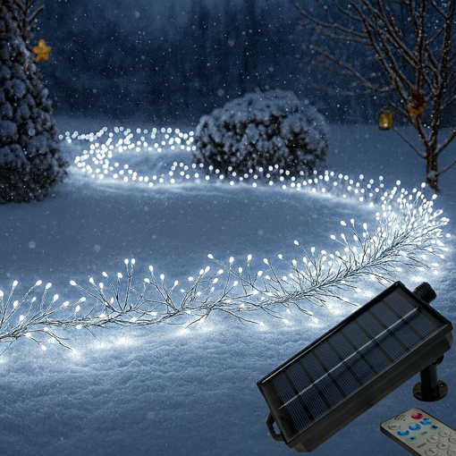 Obrázek z Solární Nano LED vánoční řetěz - ježek, venkovní 1500 LED / 55 m s ovladačem, časovačem, pamětí a regulací intenzity svícení 