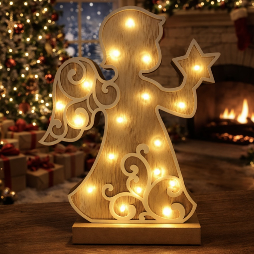 Obrázek z Dřevěná svítící LED dekorace 33 cm 