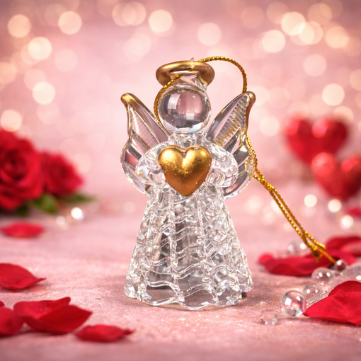 Obrázek z Skleněný anděl se srdcem - symbol lásky a ochrany 