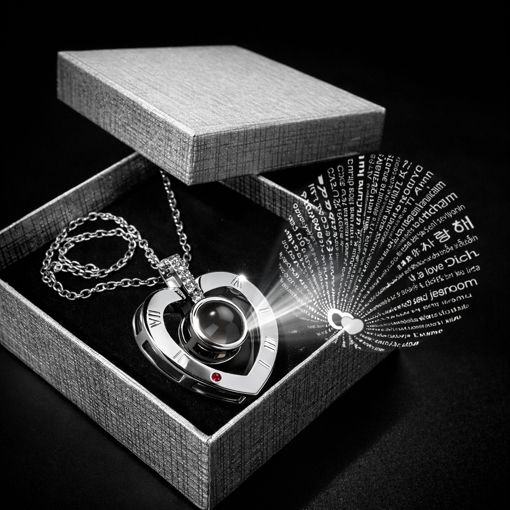 Obrázek z Řetízek, náhrdelník s přívěskem - Miluji Tě 100x jinak ve 100 jazycích | Srdce + dárková krabička 