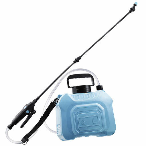 Obrázek z Elektrický tlakový postřikovač 5L – aku zahradní postřikovač s teleskopickou tyčí a 3 tryskami 