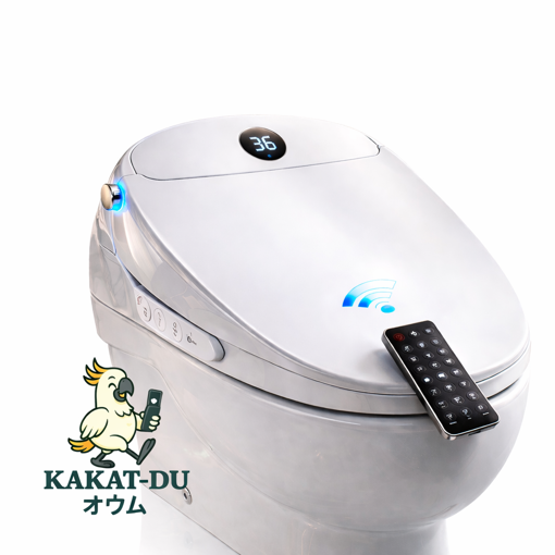 Obrázek z Japonský inteligentní bidet KAKAT-DU s dálkovým ovládáním, vyhříváním, sprškou, sušením, mycí funkcí a automatickým otevíráním prkénka 