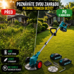 Obrázek z AKU křovinořez Hayami s kolečky, sekačka, vyžínač 3v1 s příslušenstvím - 2x baterie 48V + 5x žací nože + 2x žací čepele + 1x kotouč 