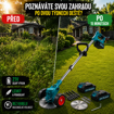 Obrázek z AKU křovinořez s kolečky, sekačka, vyžínač 3v1 s příslušenstvím - 2x baterie 21V + 5x žací nože + 2x žací čepele + 1x kotouč 