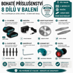 Obrázek z AKU křovinořez s kolečky, sekačka, vyžínač 3v1 s příslušenstvím - 2x baterie 21V + 5x žací nože + 2x žací čepele + 1x kotouč 