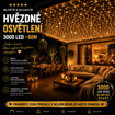 Obrázek z LED světelný řetěz 60 m – hvězdné osvětlení pergoly a zahrady | 3000 LED s třpytem hvězd | časovač 