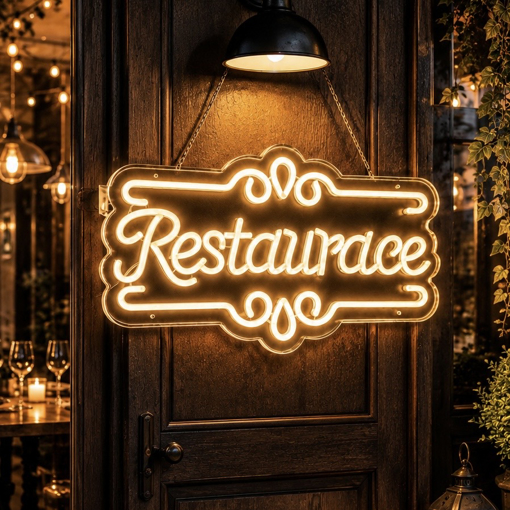Obrázek z LED neon RESTAURACE 50 cm – světelný nápis a reklama pro restaurace 