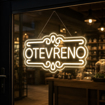 Obrázek z LED neon OTEVŘENO 50 cm – světelná cedule a reklama, teplá / studená bílá 