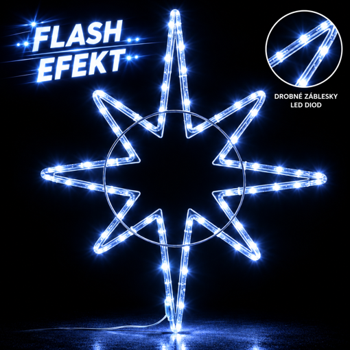 Obrázek z Venkovní Vánoční LED osvětlení hvězda s flash - 70cm 