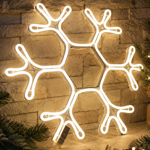 Obrázek z Vánoční LED neonové osvětlení venkovní - vločka 40 cm 