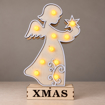 Dřevěná LED dekorace XMAS – anděl s hvězdou na světle