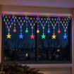 Barevná LED světelná síť multicolor s hvězdami 196 LED v okně