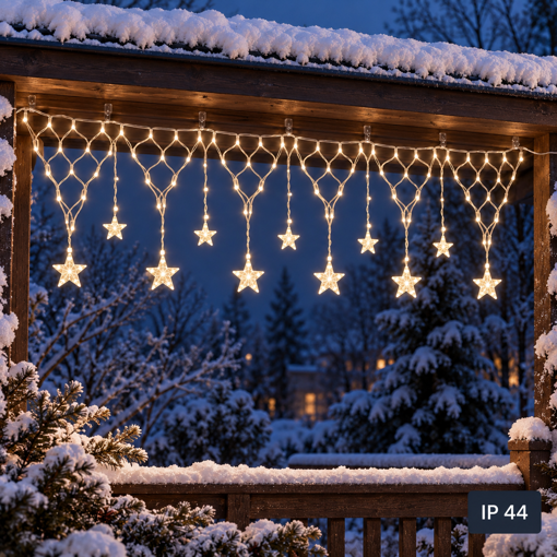 Obrázek z LED světelná síť s hvězdami 196 LED, 4 × 0,7 m – stálé svícení a časovač 