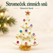 Obrázek z Vánoční brož Stromeček zimních snů – bílý stromek s barevnými kamínky 